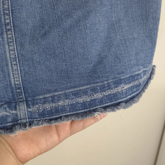 MADEWELL Distressed Denim Pencil Skirt, Released Hem, Cotton Spandex,  29 - Picture 7 of 16
